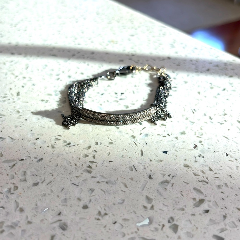 Sterling, silver and diamond bracelet